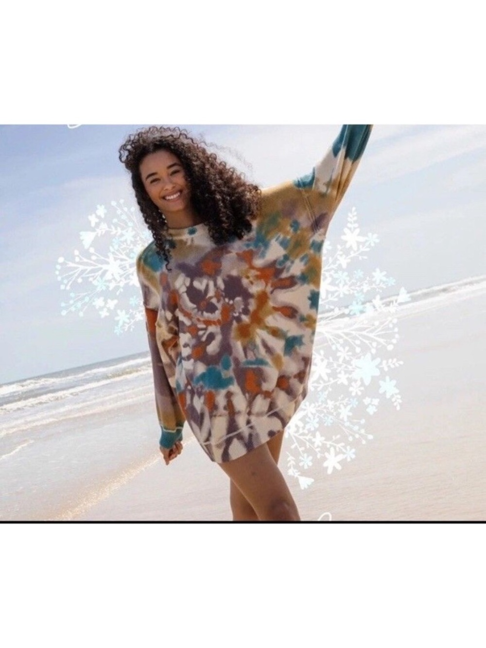Natural Life Tie-Dye Oversized Pullover Sweater Dress L/XL